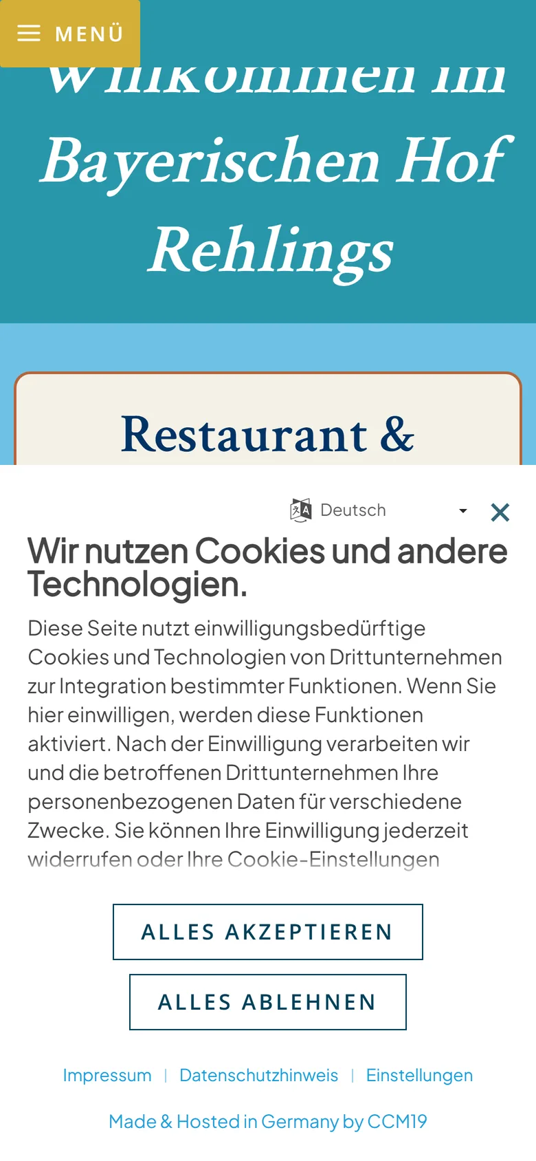 Website von Bayerischer Hof Rehlings