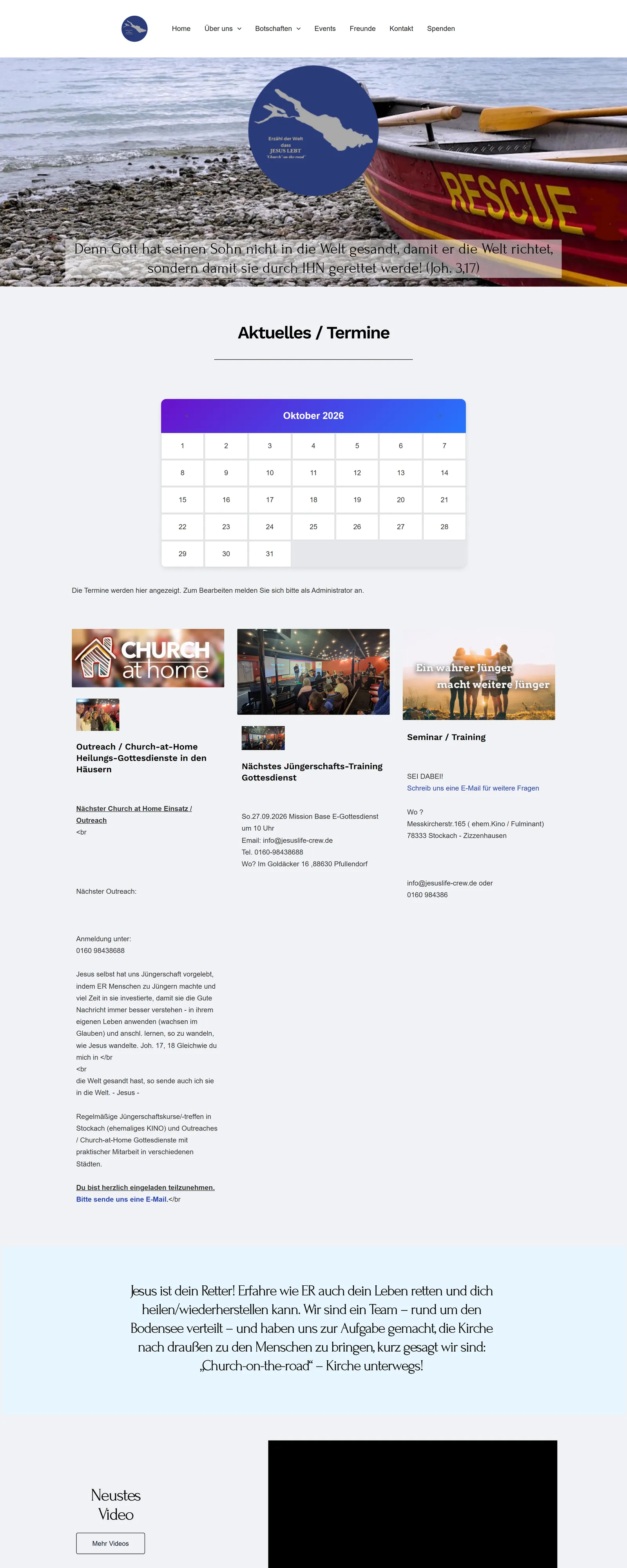Website von Church on the Road