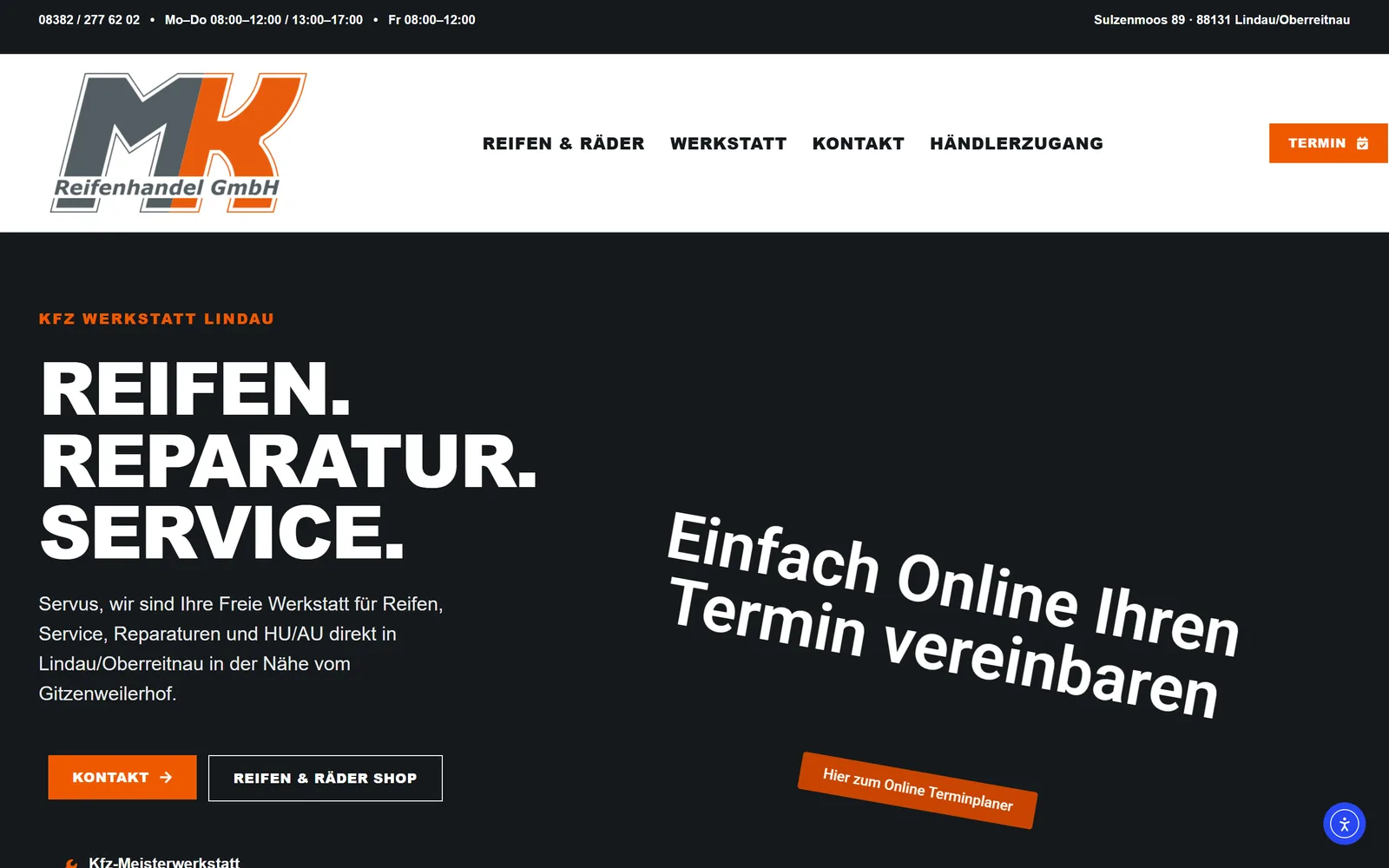Website von MK Reifenhandel