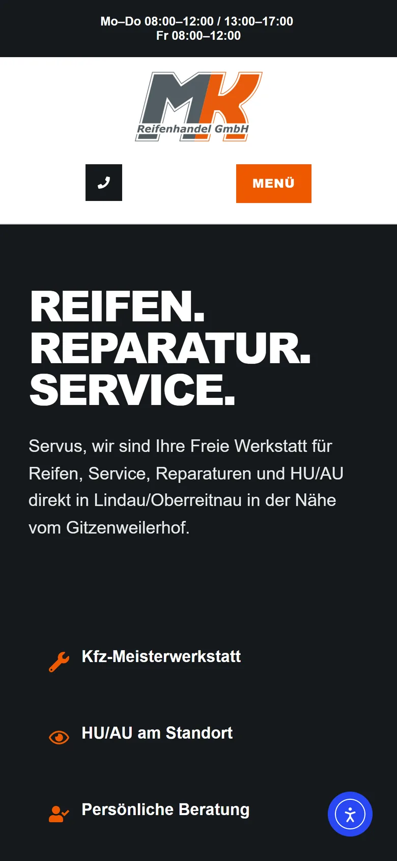 Website von MK Reifenhandel
