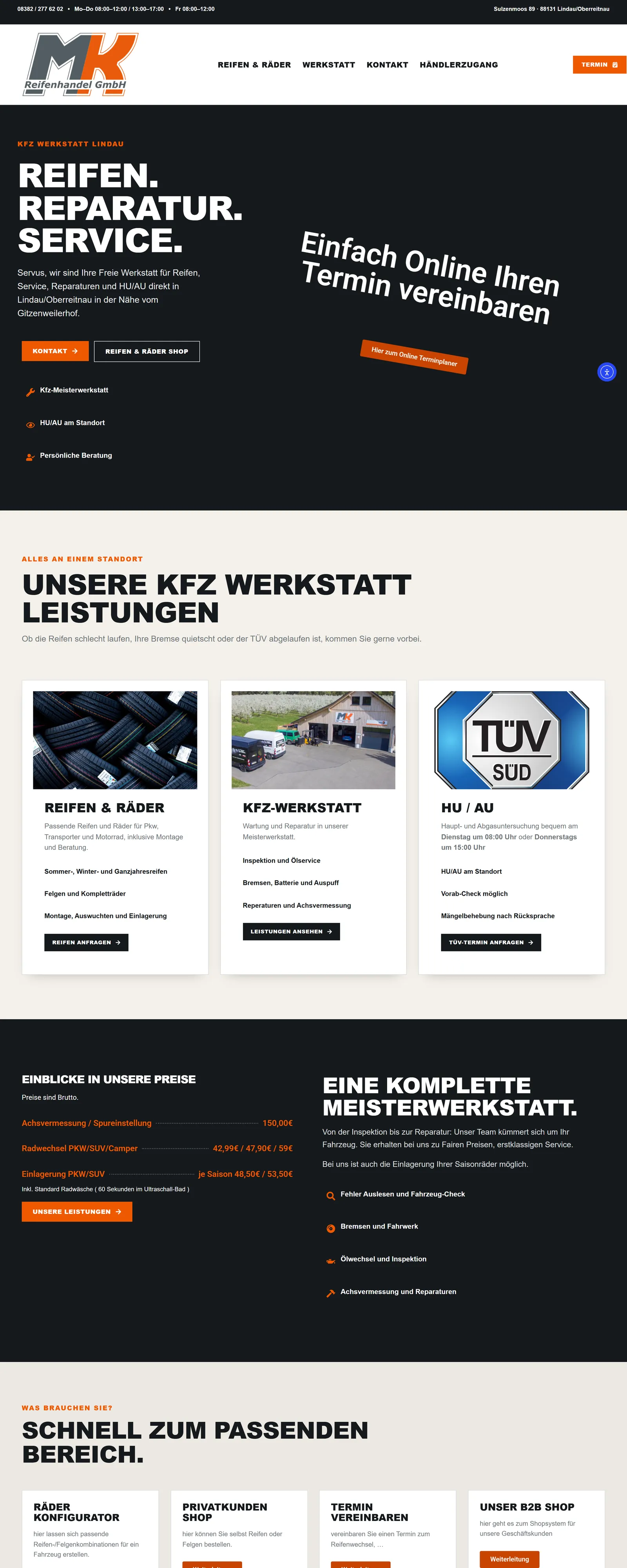 Website von MK Reifenhandel